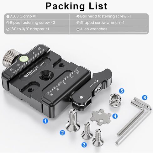 Arca Swiss Lever Lock Clamp for Magpul Mlok Bipod, Camera Quick Release Clamp Mlok Rail WEYLLAN AL60 All Metal Quick Release Plate Adapter for Tripod Ball Head, Knob Locking & Lever Locking in Kuwait