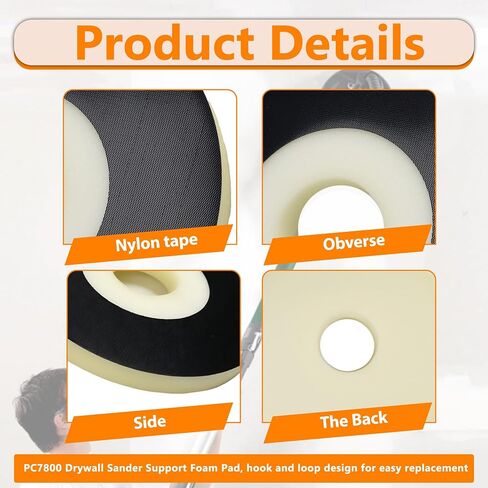 6 Pack 9 Inch Sanding Backup Pad, with 2 Pairs Nitrile Gloves | Hook and Loop Foam Pad, Compatible with Porter Cable 7800 Drywall Sander for Drywall Finishing in Kuwait