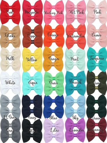 JOYOYO 60Pcs Baby Girls Kids Toddlers 2.75 Inch Twill Waffle Fabric Hair Bows Alligator Clips for Pigtails Hair Accessories and Bangs in Kuwait