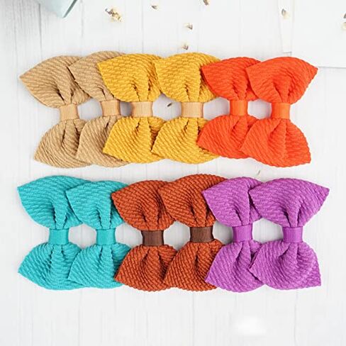 JOYOYO 60Pcs Baby Girls Kids Toddlers 2.75 Inch Twill Waffle Fabric Hair Bows Alligator Clips for Pigtails Hair Accessories and Bangs in Kuwait