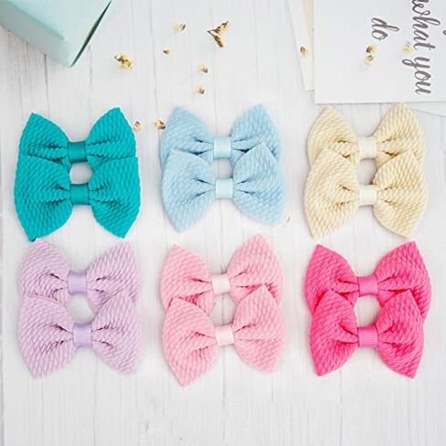JOYOYO 60Pcs Baby Girls Kids Toddlers 2.75 Inch Twill Waffle Fabric Hair Bows Alligator Clips for Pigtails Hair Accessories and Bangs in Kuwait