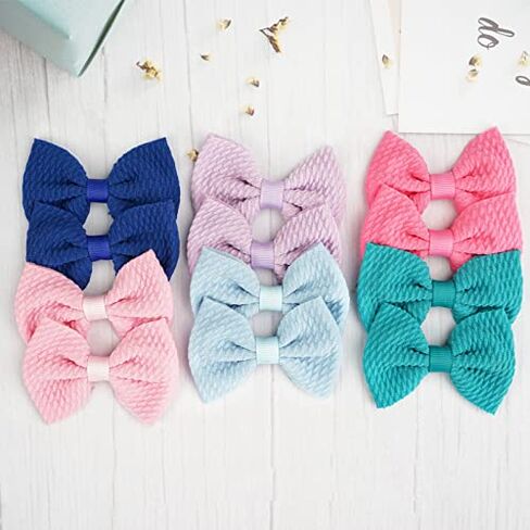 JOYOYO 60Pcs Baby Girls Kids Toddlers 2.75 Inch Twill Waffle Fabric Hair Bows Alligator Clips for Pigtails Hair Accessories and Bangs in Kuwait