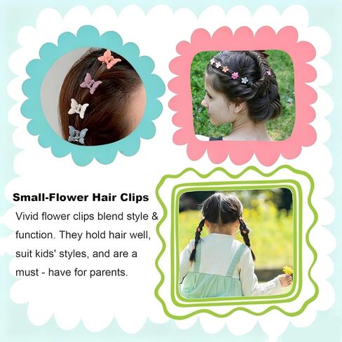 140 Pcs Combination Color Mini Gripper Clip, For Women Birthday Gift | Mini flower butterfly design, girls kids teens, with organizer box, holiday birthday gifts, made of plastic, small size in Kuwait