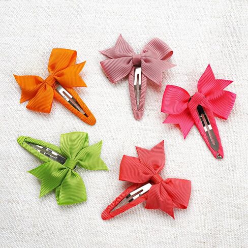 40PCS Snap Hair Clips with Bows Grosgrain Ribbon, 2 Inch Hair Bows Clips No Slip Hair Barrettes for Toddlers Baby Girls Kids in Pairs in Kuwait