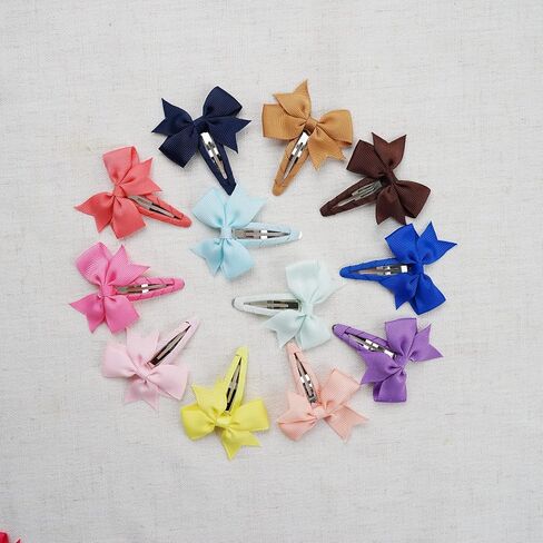 40PCS Snap Hair Clips with Bows Grosgrain Ribbon, 2 Inch Hair Bows Clips No Slip Hair Barrettes for Toddlers Baby Girls Kids in Pairs in Kuwait