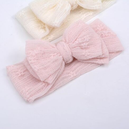 Handmade Baby Headbands Soft Stretchy Nylon Hair Bands with Bows for Toddler Child Girls- Pack of 3 (Set-A, 3 Count (Pack of 1)) in Kuwait