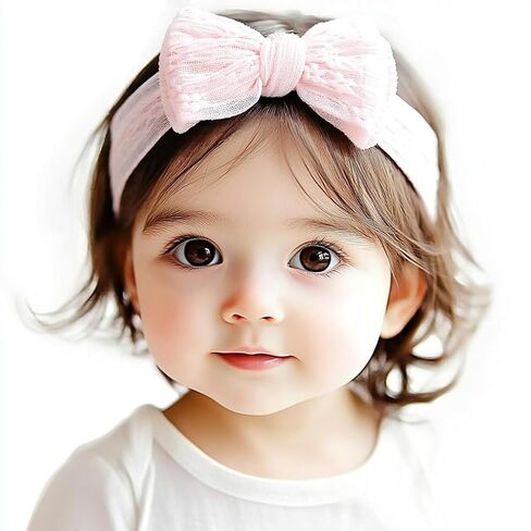 Handmade Baby Headbands Soft Stretchy Nylon Hair Bands with Bows for Toddler Child Girls- Pack of 3 (Set-A, 3 Count (Pack of 1)) in Kuwait