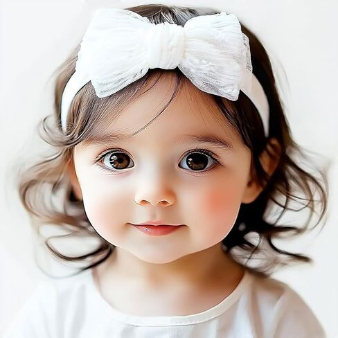Handmade Baby Headbands Soft Stretchy Nylon Hair Bands with Bows for Toddler Child Girls- Pack of 3 (Set-A, 3 Count (Pack of 1)) in Kuwait