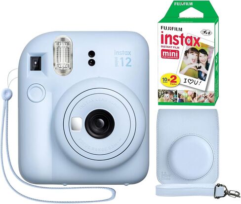 Fujifilm Instax Mini 12 Instant Camera + Minimate Custom Case + Fuji Instax Film 20 Sheets Twin Pack (Pastel Blue) in Kuwait