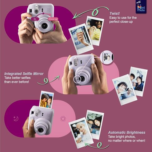 Fujifilm Instax Mini 12 Instant Camera + Minimate Custom Case + Fuji Instax Film 20 Sheets Twin Pack (Pastel Blue) in Kuwait