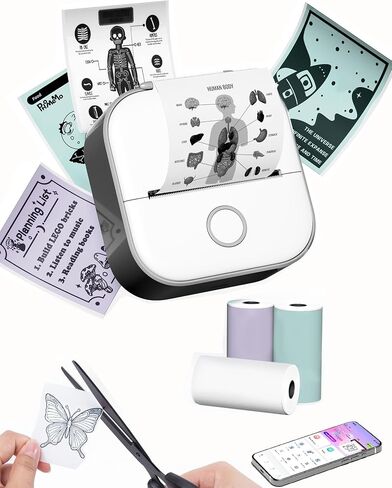 Phomemo T02 Mini Sticker Printer, Thermal Print Pods, Green | 50mm HD Print, Smart APP, Gift, DIY Journal, Memos, Study Notes in Kuwait