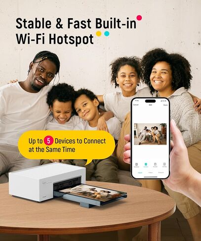Liene M100 4x6'' Photo Printer, Phone Printer 100 Sheets & 3 Cartridges, Full-Color Photo, Portable Instant Photo Printer for iPhone Android, Thermal Dye Sublimation, Wi-Fi Picture Printer 100 Papers in Kuwait