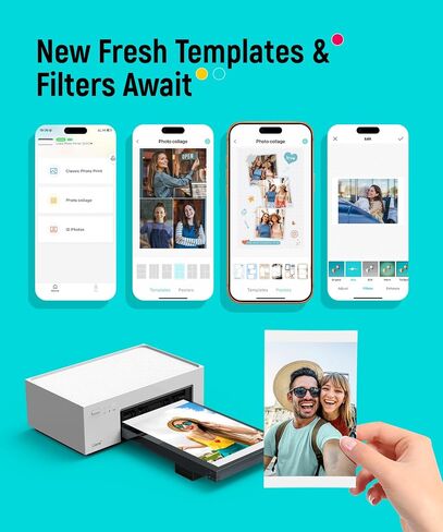 Liene M100 4x6'' Photo Printer, Phone Printer 100 Sheets & 3 Cartridges, Full-Color Photo, Portable Instant Photo Printer for iPhone Android, Thermal Dye Sublimation, Wi-Fi Picture Printer 100 Papers in Kuwait