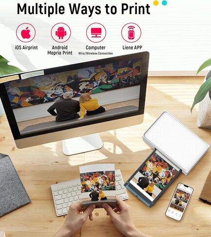 Liene M100 4x6'' Photo Printer, Phone Printer 100 Sheets & 3 Cartridges, Full-Color Photo, Portable Instant Photo Printer for iPhone Android, Thermal Dye Sublimation, Wi-Fi Picture Printer 100 Papers in Kuwait