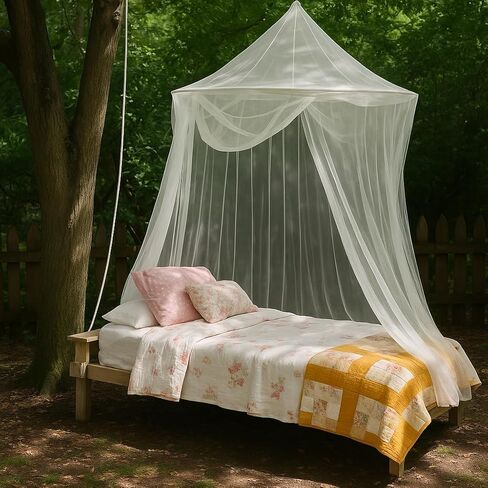 Large Mosquito Net for Bed or Outdoor Patio | 5FT Diameter Top Ring | Wide Base Bed Canopy | Insect & Bug Netting for Bedroom, Garden & Terrace in Kuwait