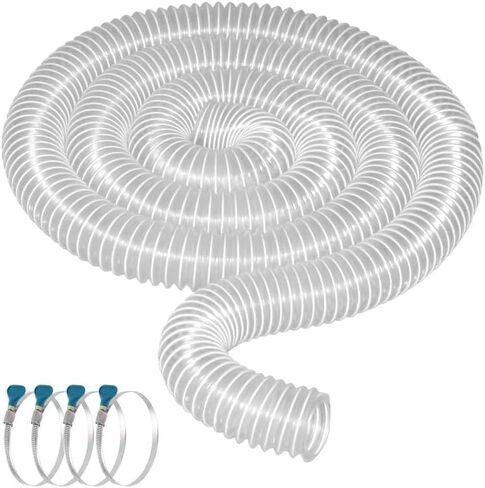 2-1/2" x 10' PVC Dust Collection Hose with 4 Clamps for Woodworking-White | Puncture Resistant, Black Wire Reinforced, Clear & Flexible, Antistatic 2.5 Inch Dust Collector Hose for Table Saw & Shop Vac in Kuwait