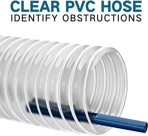 2-1/2" x 10' PVC Dust Collection Hose with 4 Clamps for Woodworking-White | Puncture Resistant, Black Wire Reinforced, Clear & Flexible, Antistatic 2.5 Inch Dust Collector Hose for Table Saw & Shop Vac in Kuwait
