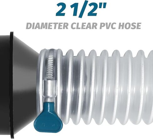 2-1/2" x 10' PVC Dust Collection Hose with 4 Clamps for Woodworking-White | Puncture Resistant, Black Wire Reinforced, Clear & Flexible, Antistatic 2.5 Inch Dust Collector Hose for Table Saw & Shop Vac in Kuwait