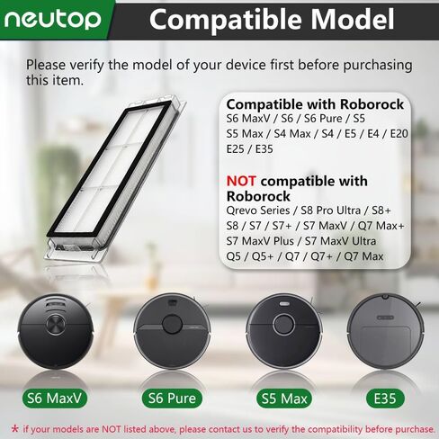 Filters Compatible with Roborock S6 S5 S4 E35 E25 E20, 8-Pack | HEPA Filter for S6 MaxV/Pure, S4 Max, E5, E4 Robot Vacuum Replacement Parts Accessories in Kuwait