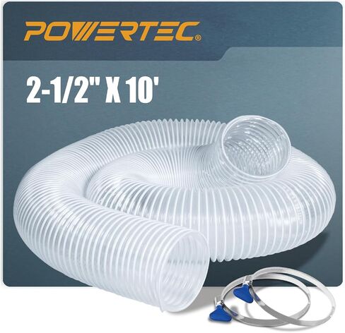 POWERTEC 2-1/2'' x 36'' Dust Collection Hose, 2.5 Inch Flexible PP Dust Collector Hose for Table Saw, Miter Saw, Drill Press, Belt Sander, Woodworking and Wood Shop Dust Collection System (70198) in Kuwait
