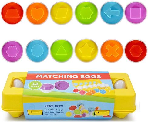 JUNBESTN Easter Matching Eggs Connect Eggs Parlour Games Toys Gifts for 2 3 Years Old Kids Toddler Baby Girls Boys Shape Color in Kuwait