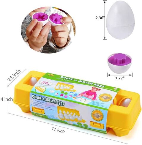 JUNBESTN Easter Matching Eggs Connect Eggs Parlour Games Toys Gifts for 2 3 Years Old Kids Toddler Baby Girls Boys Shape Color in Kuwait