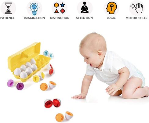 JUNBESTN Easter Matching Eggs Connect Eggs Parlour Games Toys Gifts for 2 3 Years Old Kids Toddler Baby Girls Boys Shape Color in Kuwait