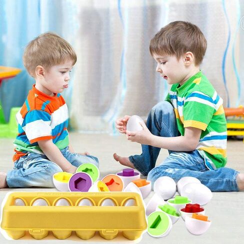 JUNBESTN Easter Matching Eggs Connect Eggs Parlour Games Toys Gifts for 2 3 Years Old Kids Toddler Baby Girls Boys Shape Color in Kuwait