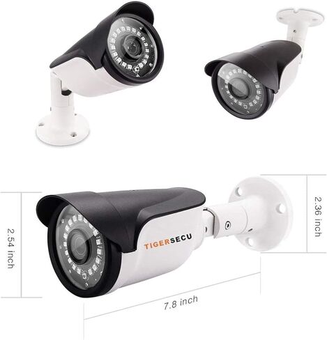 TIGERSECU 2MP Metal Long Range Security Camera for TVI/CVI/AHD/CVBS DVRs | Hybrid 4-in-1 with OSD Switch, Weatherproof for Indoor and Outdoor Use, Power Supply and Coaxial Cable Sold Separately in Kuwait