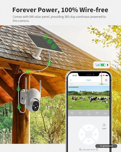 Ebitcam 4G LTE Cellular Security Camera Includes SIM Card(Support Verizon/AT&T/T-Mobile), 2K Solar Outdoor Cam Wireless Without WiFi Needed, 360° Live View, Color Night Vision in Kuwait