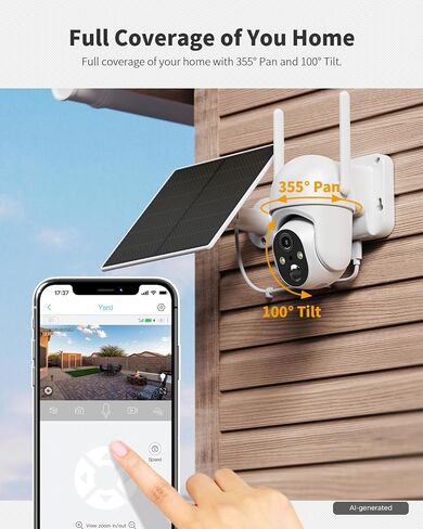 Ebitcam 4G LTE Cellular Security Camera Includes SIM Card(Support Verizon/AT&T/T-Mobile), 2K Solar Outdoor Cam Wireless Without WiFi Needed, 360° Live View, Color Night Vision in Kuwait