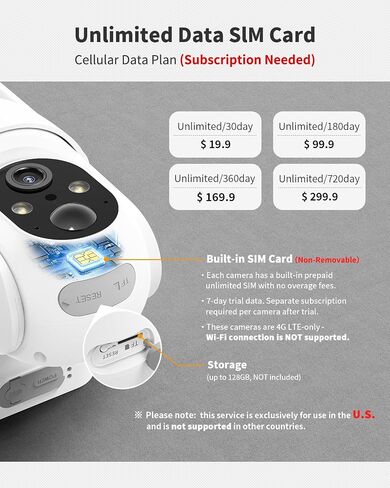 Ebitcam 4G LTE Cellular Security Camera Includes SIM Card(Support Verizon/AT&T/T-Mobile), 2K Solar Outdoor Cam Wireless Without WiFi Needed, 360° Live View, Color Night Vision in Kuwait
