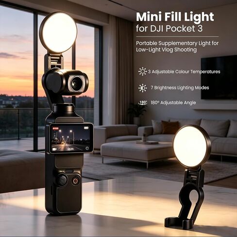 11-in-1 Accessories Kit Compatible with DJI Osmo Pocket 3/Xtra Muse Camera | with Portable Carrying Case, Magnetic Mount Stand, Fill Light, Mini Tripod, Backpack Strap Mount and Screen Protector in Kuwait