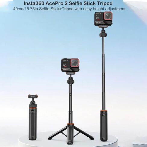 PellKing Selfie Stick & Carrying Case 2 in 1 Kit for Insta360 Ace Pro 2, 16.14in Selfie Stick Tripod with Magnetic Quick Release Mount, Portable Hard Case, Vlog & Travel for Insta360 Ace Pro 2 in Kuwait
