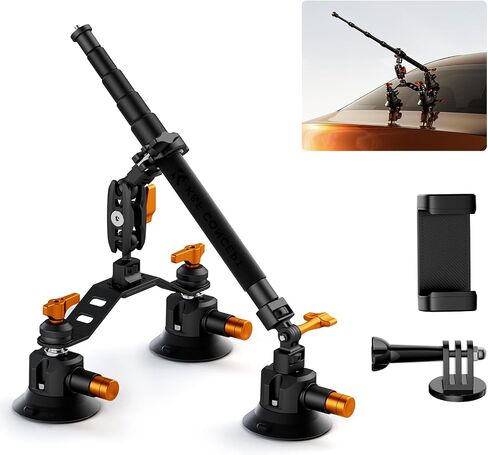 K&F CONCEPT 3" Suction Cup Mount with 360° BallHead Magic Arm for Car | 1/4" Screw Threads, Quick Release Car Mount Compatible with DJI Insta360 for Action Camera Phone Video, MS44 in Kuwait