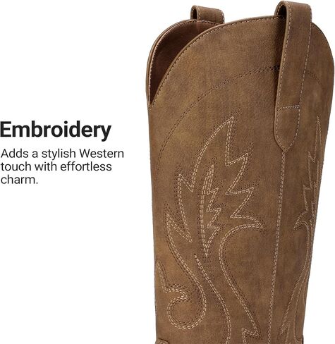 DREAM PAIRS Women's Cowboy Cowgirl Western Boots | Embroidered Square Toe Mid Calf Boots, Low Heel Western Boots for Women, Theme Party Country Concert, Fashion Shoes in Kuwait