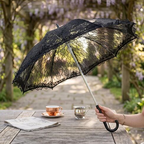 Fabater Vintage Ruffle Umbrella Stylish Lace Design Perfect for Weddings Photography and Performances 16.54in in Kuwait