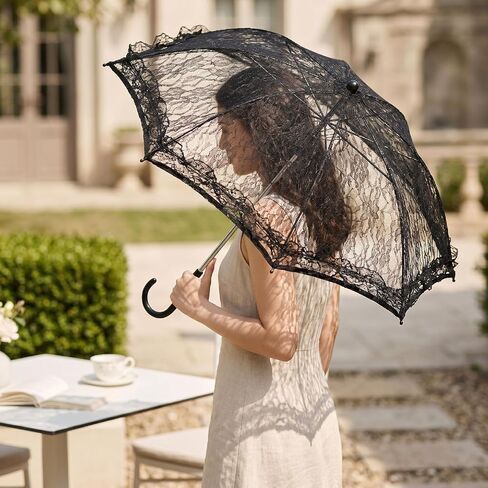 Jiawu Lace Parasol Umbrella Romantic Vintage Design Ideal for Bridal Events and Photography 16.54in in Kuwait
