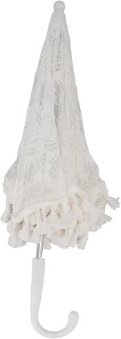 SIXRUN White Lace Parasol Umbrella Vintage Wedding Bridal Umbrella with Steel Ribs J Shaped Handle for Wedding Photography Decoration in Kuwait
