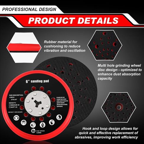 6 Inch Replacement Sander Pad Compatible with Bosch Get75-6n Sander - 6" Hook and Loop Sanding Pad Multi-Hole Grinding Plate Replace Compatible with Rsm6044 Rsm6045 Rsm6046(2 Set) in Kuwait