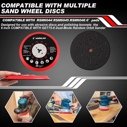 6 Inch Replacement Sander Pad Compatible with Bosch Get75-6n Sander - 6" Hook and Loop Sanding Pad Multi-Hole Grinding Plate Replace Compatible with Rsm6044 Rsm6045 Rsm6046(2 Set) in Kuwait