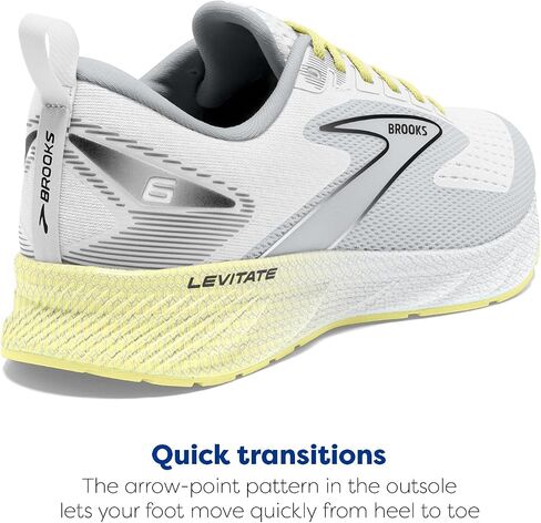 Brooks Women’s Levitate 6 Neutral Running Shoe - White/Oyster/Yellow - 9 Medium in Kuwait
