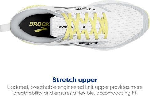 Brooks Women’s Levitate 6 Neutral Running Shoe - White/Oyster/Yellow - 9 Medium in Kuwait