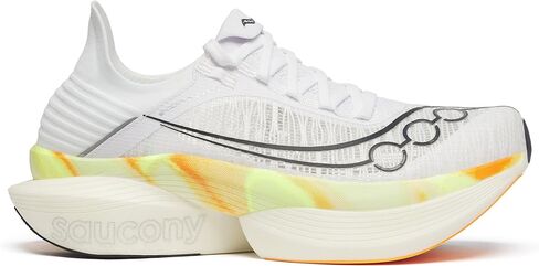 Saucony Unisex Endorphin Elite 2 Road Running Shoe, White/Peel, 11 Men/ 12.5 Women in Kuwait