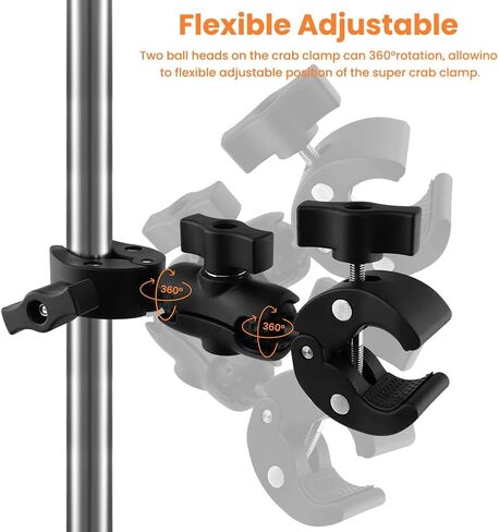 Super Double Clamp Camera Mount Chair Umbrella Clamp with 360° Magic Arm, Umbrella Holder Clip for Beach Chair, Umbrella, Pole, Strollers, Motorcycle ﻿ in Kuwait