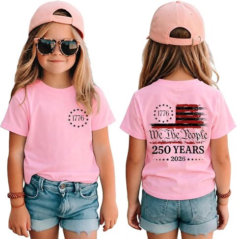 Toddler Boy Girl 4th of July Shirt 250 Anniversary American Flag T-Shirt 1776-2026 We The People Kid Patriotic Outfit in Kuwait