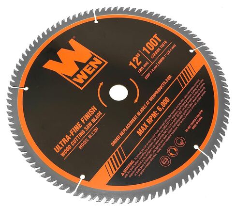 WEN BL1200 12-Inch 100-Tooth Carbide-Tipped Ultra-Fine Finish Professional Woodworking Saw Blade for Miter Saws and Table Saws, Silver in Kuwait