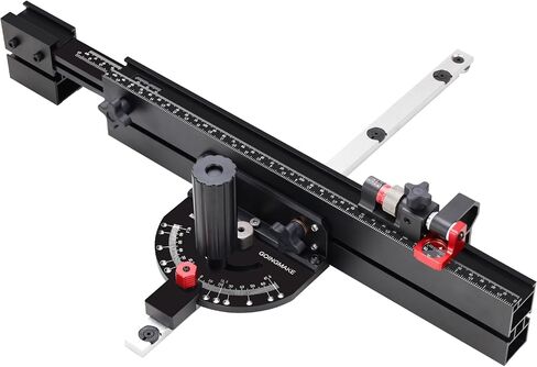 GOINGMAKE Table Saw Miter Gauge with Micro Adjust Flip Stop and Extentable Fence from 18 to 32 Inch and 13 Angle Position Stops, Miter Gauge for Table Saw for Crosscut and Miters, Fit 3/8" x 3/4" Slot in Kuwait
