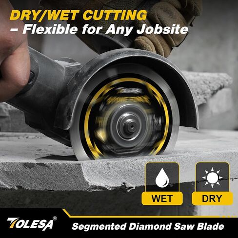 TOLESA 4-1/2 Inch Segmented Diamond Blade for Angle Grinder, Diamond Cutting Wheel with 7/8" Arbor, 20mm & 16mm Adapter Ring, 4.5" Stone Blade Fast Cut Masonry, Concrete, Brick (3-Pack) in Kuwait