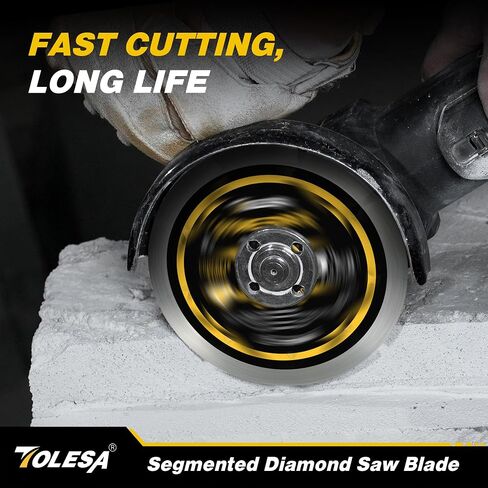 TOLESA 4-1/2 Inch Segmented Diamond Blade for Angle Grinder, Diamond Cutting Wheel with 7/8" Arbor, 20mm & 16mm Adapter Ring, 4.5" Stone Blade Fast Cut Masonry, Concrete, Brick (3-Pack) in Kuwait